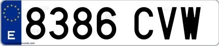 Ejemplo de matrícula española 8386 CVW