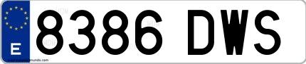 Ejemplo de matrícula española 8386 DWS