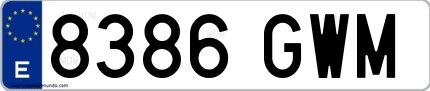 Ejemplo de matrícula española 8386 GWM