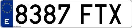 Ejemplo de matrícula española 8387 FTX