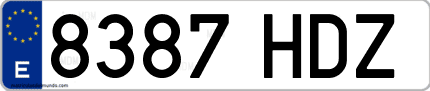 Ejemplo de matrícula de coche ordinaria 8387 HDZ