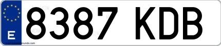 Ejemplo de matrícula española 8387 KDB