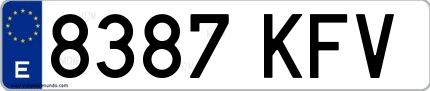 Ejemplo de matrícula española 8387 KFV