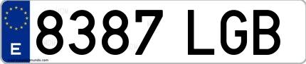 Ejemplo de matrícula española 8387 LGB