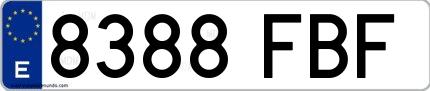 Ejemplo de matrícula española 8388 FBF