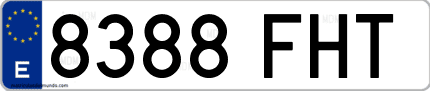 Ejemplo de matrícula de coche ordinaria 8388 FHT