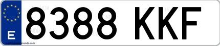 Ejemplo de matrícula española 8388 KKF