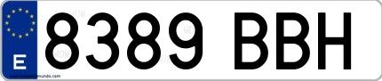 Ejemplo de matrícula española 8389 BBH