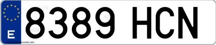 Ejemplo de matrícula española 8389 HCN