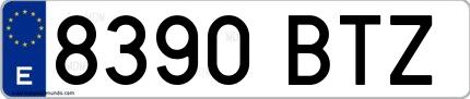 Ejemplo de matrícula española 8390 BTZ