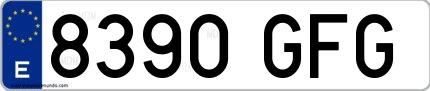 Ejemplo de matrícula española 8390 GFG