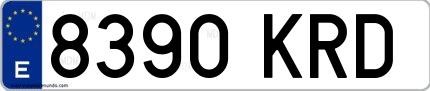 Ejemplo de matrícula española 8390 KRD