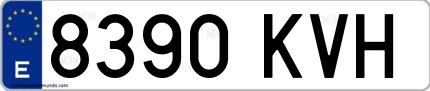 Ejemplo de matrícula española 8390 KVH