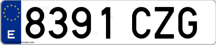 Ejemplo de matrícula de coche ordinaria 8391 CZG