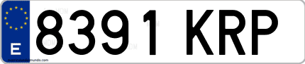Ejemplo de matrícula de coche ordinaria 8391 KRP