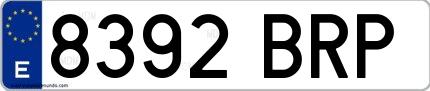Ejemplo de matrícula española 8392 BRP