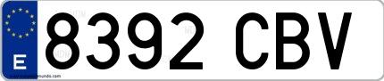 Ejemplo de matrícula española 8392 CBV
