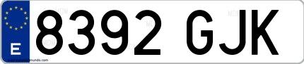 Ejemplo de matrícula española 8392 GJK
