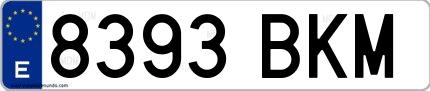 Ejemplo de matrícula española 8393 BKM