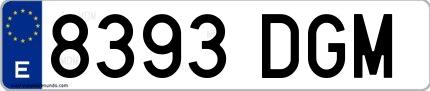 Ejemplo de matrícula española 8393 DGM
