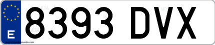 Ejemplo de matrícula de coche ordinaria 8393 DVX