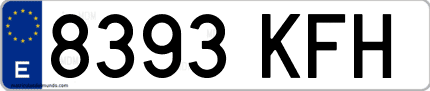 Ejemplo de matrícula de coche ordinaria 8393 KFH