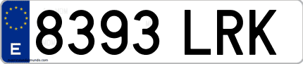 Ejemplo de matrícula de coche ordinaria 8393 LRK