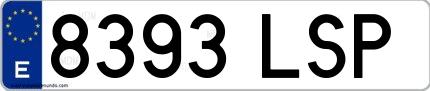 Ejemplo de matrícula española 8393 LSP