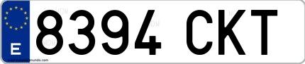 Ejemplo de matrícula española 8394 CKT