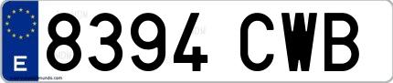 Ejemplo de matrícula española 8394 CWB