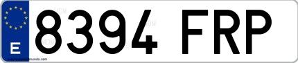 Ejemplo de matrícula española 8394 FRP