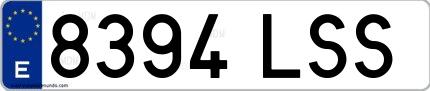 Ejemplo de matrícula española 8394 LSS