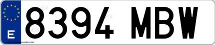 Ejemplo de matrícula española 8394 MBW