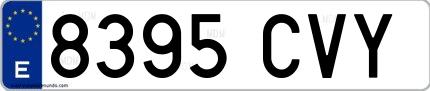 Ejemplo de matrícula española 8395 CVY