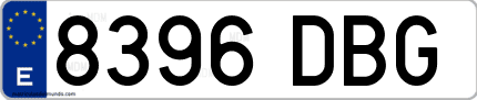 Ejemplo de matrícula de coche ordinaria 8396 DBG