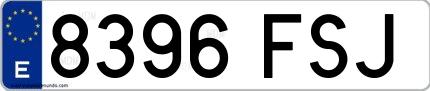 Ejemplo de matrícula española 8396 FSJ