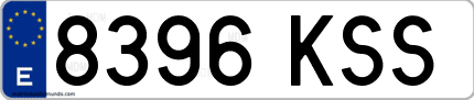 Ejemplo de matrícula de coche ordinaria 8396 KSS