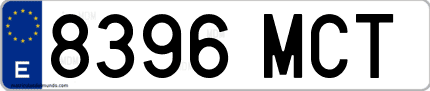 Ejemplo de matrícula de coche ordinaria 8396 MCT