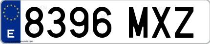Ejemplo de matrícula española 8396 MXZ