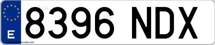Ejemplo de matrícula española 8396 NDX