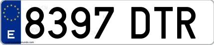 Ejemplo de matrícula española 8397 DTR