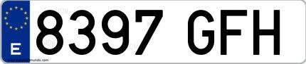 Ejemplo de matrícula española 8397 GFH