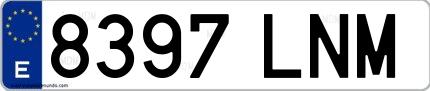 Ejemplo de matrícula española 8397 LNM