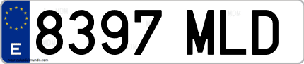 Ejemplo de matrícula de coche ordinaria 8397 MLD