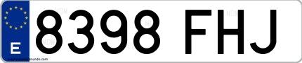 Ejemplo de matrícula española 8398 FHJ