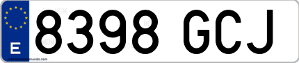 Ejemplo de matrícula de coche ordinaria 8398 GCJ