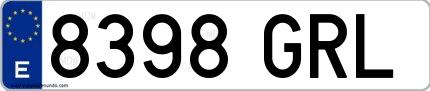 Ejemplo de matrícula española 8398 GRL