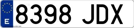 Ejemplo de matrícula española 8398 JDX