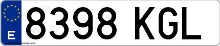 Ejemplo de matrícula española 8398 KGL