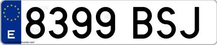 Ejemplo de matrícula española 8399 BSJ